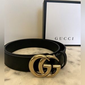 AUTHENTIC GUCCI LEATHER BELT WITH DOUBLE G